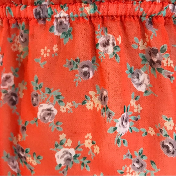 Soprano Orange Floral Ruffled Peplum Top - Picture 6 of 11